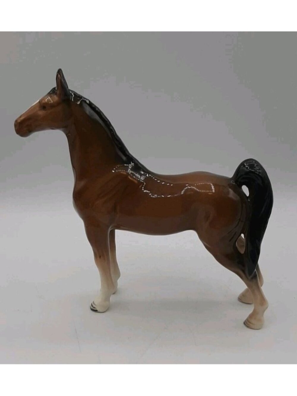 Vintage Japan Napco Porcelain Proud Chestnut Horse Figurine High Gloss Glaze Tag